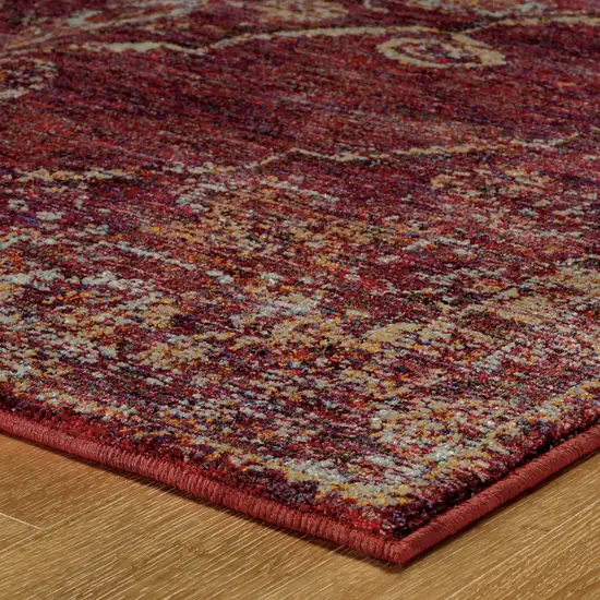 Red And Gold Oriental Power Loom Stain Resistant Area Rug Photo 4