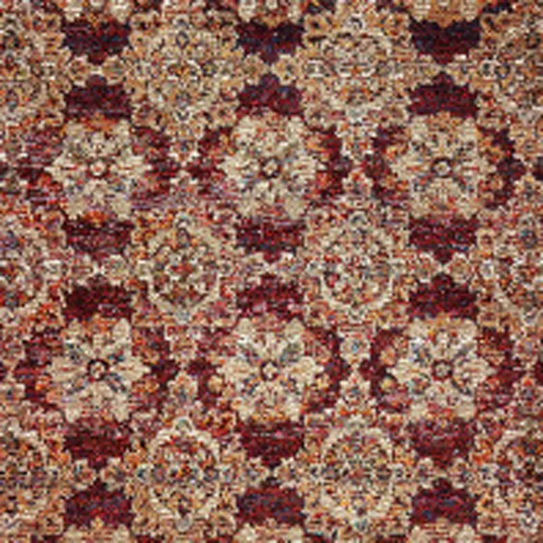 Red And Gold Oriental Power Loom Stain Resistant Runner Rug Photo 2