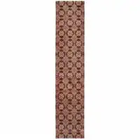 Photo of Red And Gold Oriental Power Loom Stain Resistant Runner Rug
