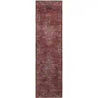 Photo of Red And Gold Oriental Power Loom Stain Resistant Runner Rug