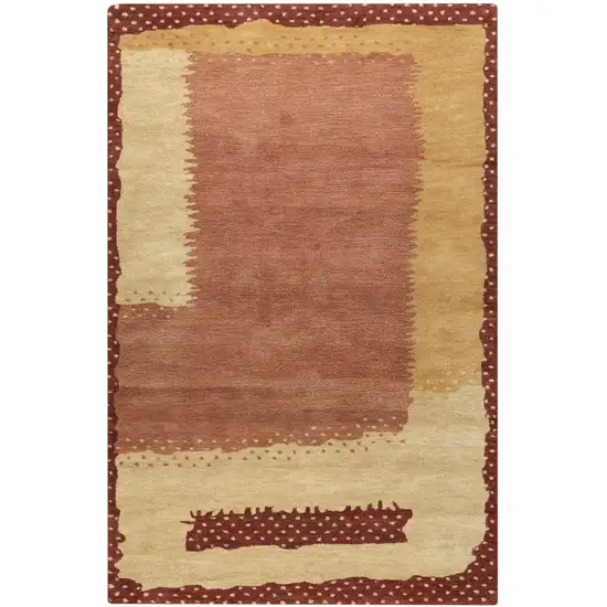 Red And Gold Wool Abstract Hand Tufted Area Rug Photo 1