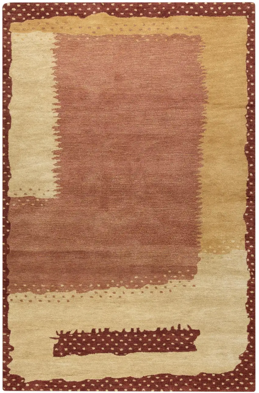 Red And Gold Wool Abstract Hand Tufted Area Rug Photo 1