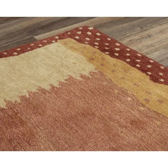 Red And Gold Wool Abstract Hand Tufted Area Rug Photo 4