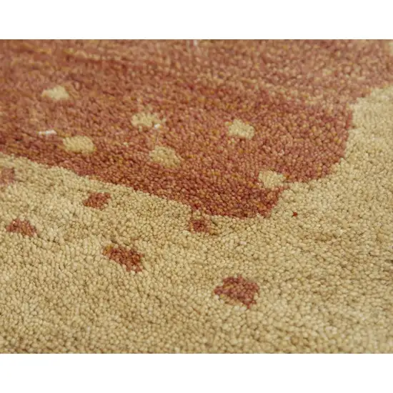 Red And Gold Wool Abstract Hand Tufted Area Rug Photo 3