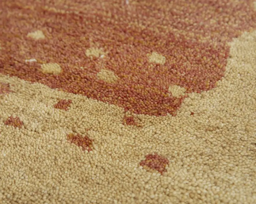 Red And Gold Wool Abstract Hand Tufted Area Rug Photo 3