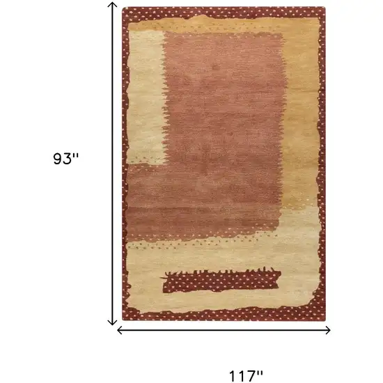 Red And Gold Wool Abstract Hand Tufted Area Rug Photo 6
