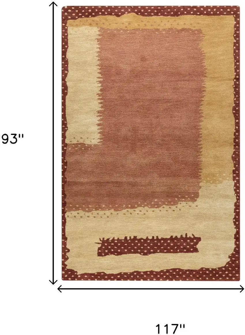 Red And Gold Wool Abstract Hand Tufted Area Rug Photo 6