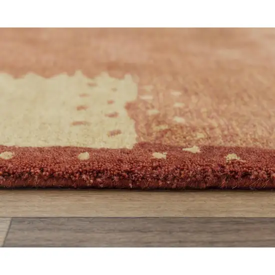 Red And Gold Wool Abstract Hand Tufted Area Rug Photo 5