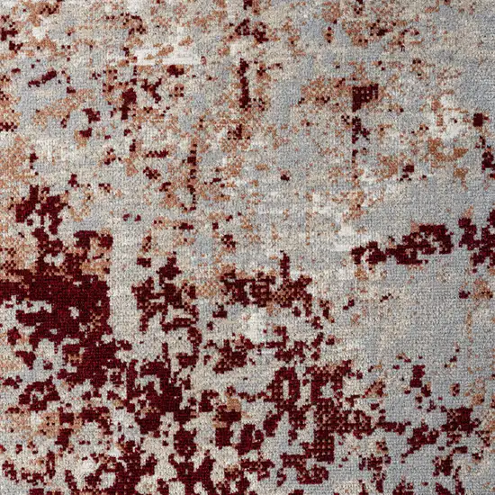 Red And Gray Abstract Distressed Washable Area Rug Photo 9