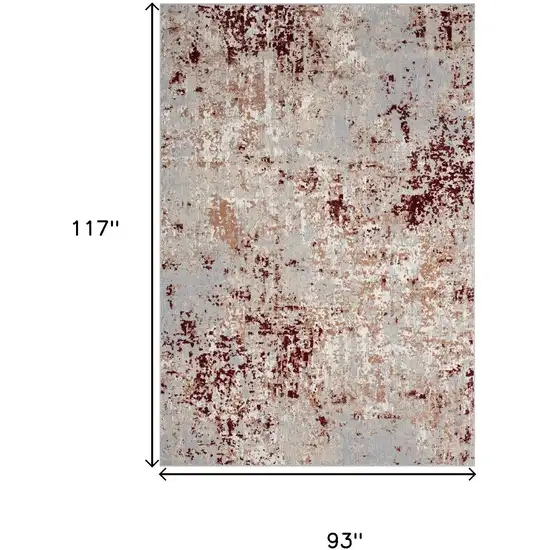 Red And Gray Abstract Distressed Washable Area Rug Photo 3