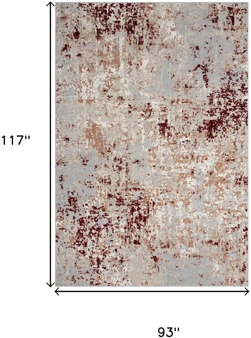 Red And Gray Abstract Distressed Washable Area Rug Photo 3