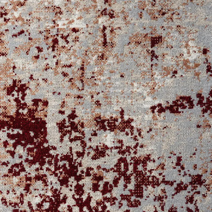 Red And Gray Abstract Distressed Washable Area Rug Photo 9