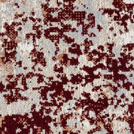 Red And Gray Abstract Distressed Washable Area Rug Photo 2