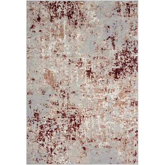 Red And Gray Abstract Distressed Washable Area Rug Photo 1