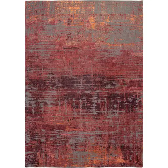 Red And Gray Abstract Washable Area Rug Photo 2