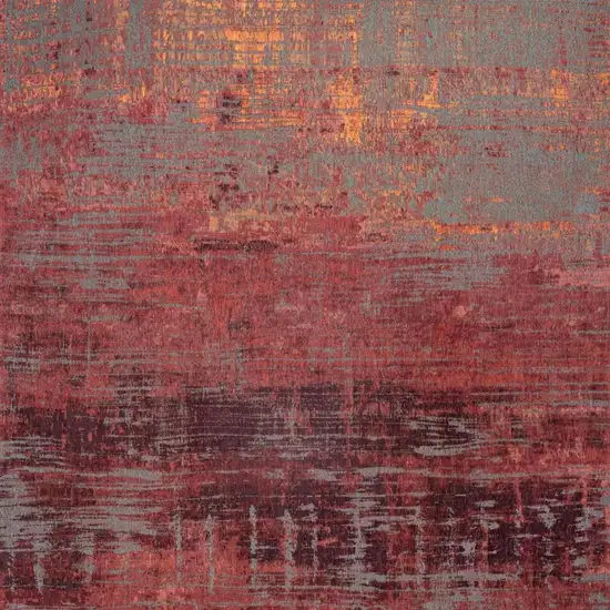 Red And Gray Abstract Washable Area Rug Photo 4