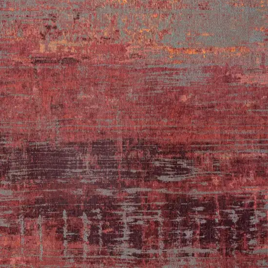 Red And Gray Abstract Washable Area Rug Photo 3
