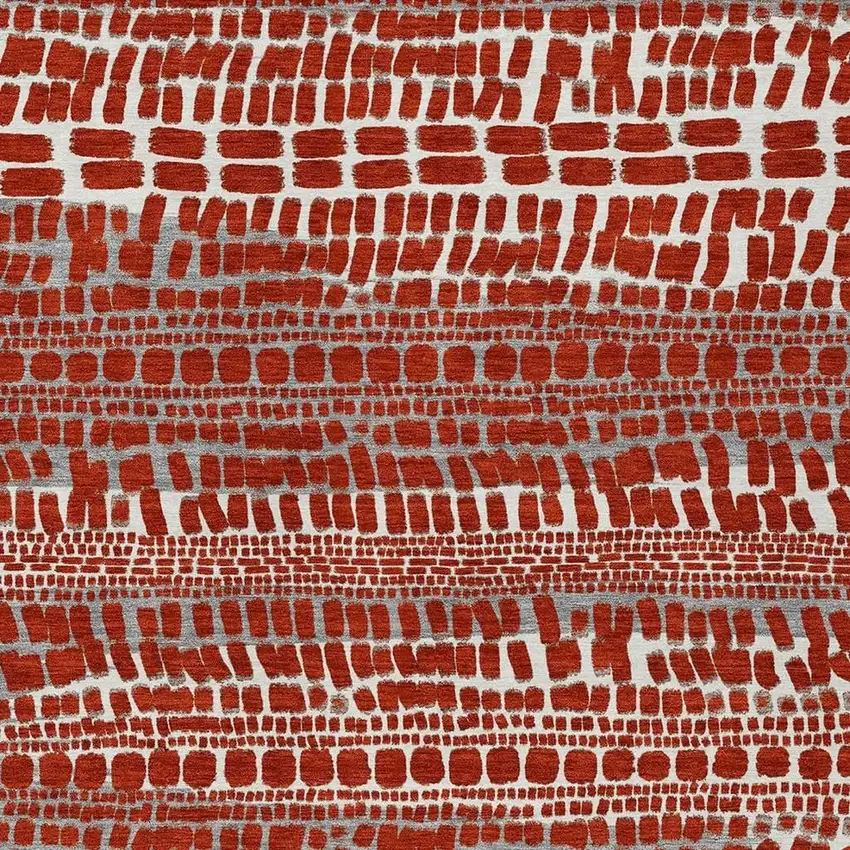 Red And Gray Abstract Washable Indoor Outdoor Area Rug Photo 2