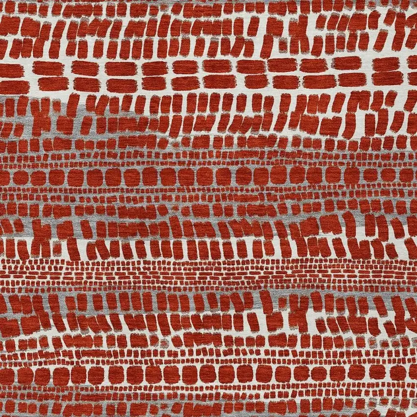 Red And Gray Abstract Washable Indoor Outdoor Area Rug Photo 2
