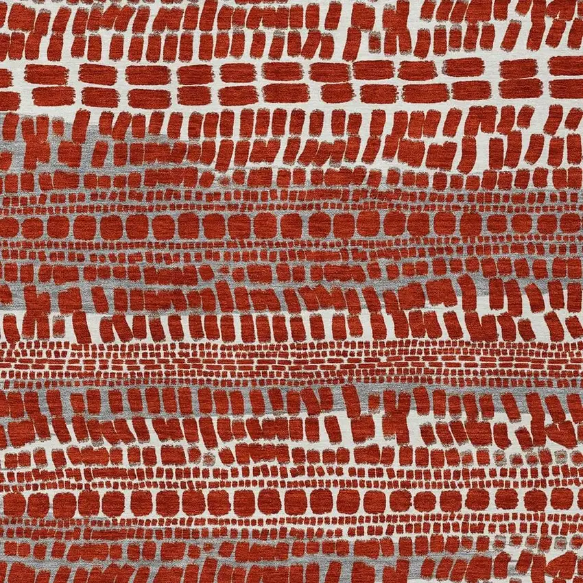 Red And Gray Abstract Washable Indoor Outdoor Area Rug Photo 2