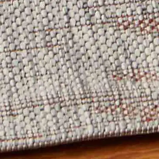 Red And Gray Floral Square Rug Photo 2