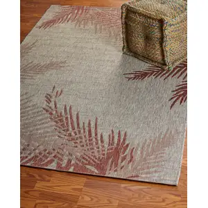 Photo of Red And Gray Floral Square Rug