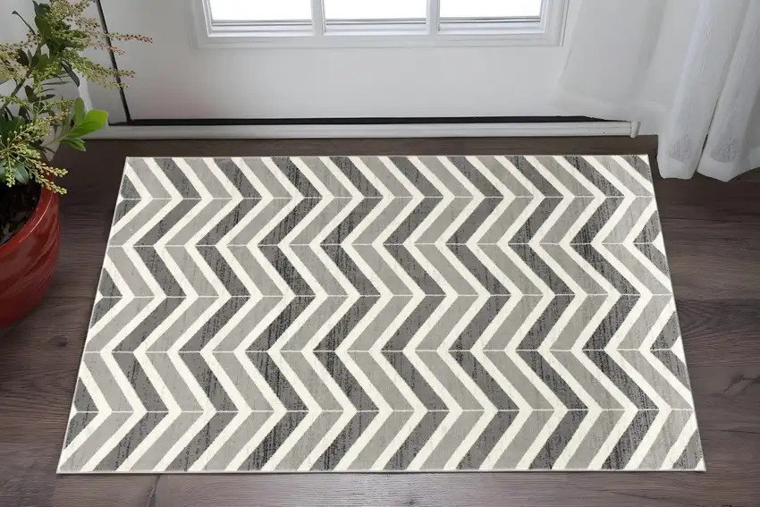 Red And Gray Geometric Area Rug Photo 1