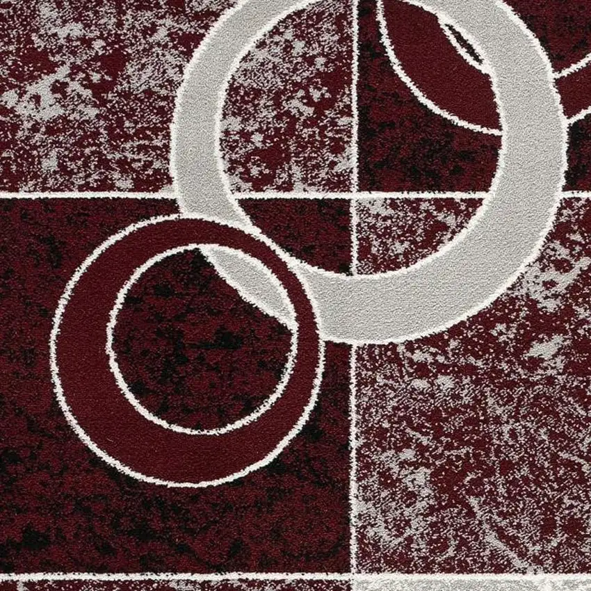 Red And Gray Geometric Area Rug Photo 4