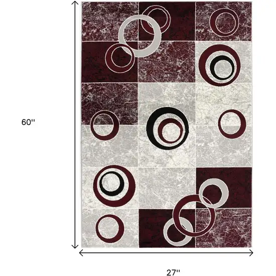Red And Gray Geometric Area Rug Photo 3