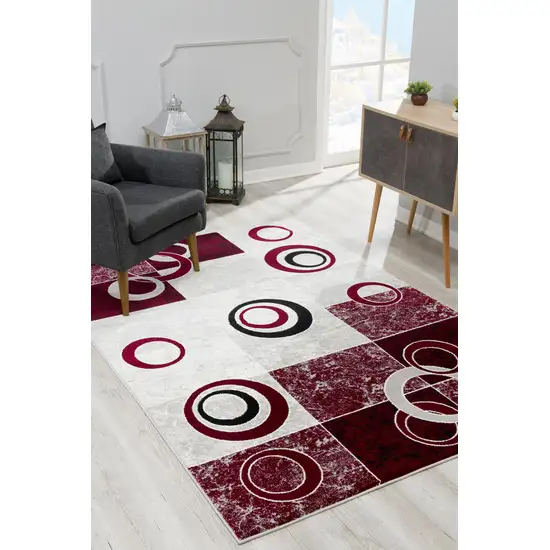 Red And Gray Geometric Area Rug Photo 9
