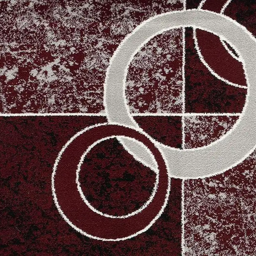 Red And Gray Geometric Area Rug Photo 6