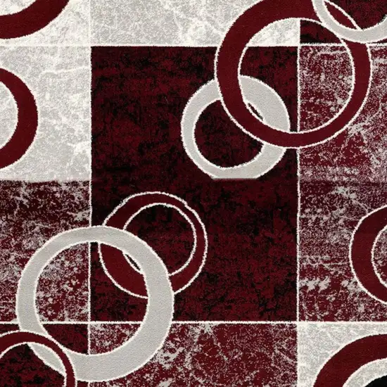 Red And Gray Geometric Area Rug Photo 3