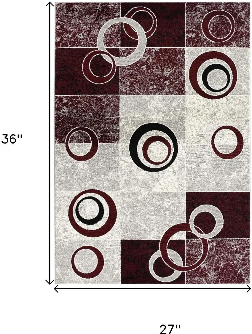 Red And Gray Geometric Area Rug Photo 8