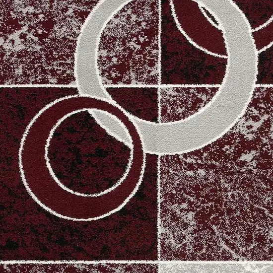 Red And Gray Geometric Area Rug Photo 3