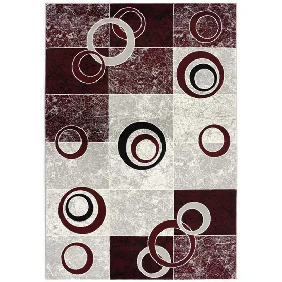 Red And Gray Geometric Area Rug Photo 2