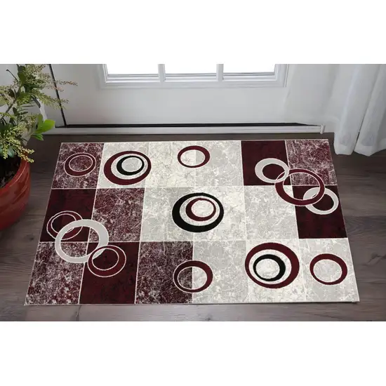 Red And Gray Geometric Area Rug Photo 1
