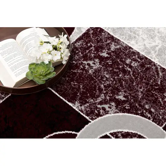 Red And Gray Geometric Area Rug Photo 6