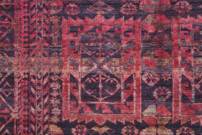 Red And Gray Geometric Power Loom Area Rug Photo 5