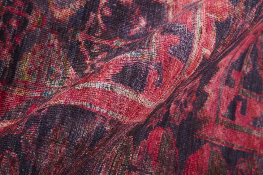 Red And Gray Geometric Power Loom Area Rug Photo 9