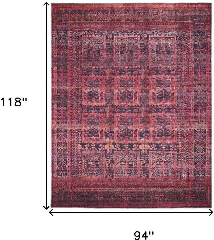 Red And Gray Geometric Power Loom Area Rug Photo 6