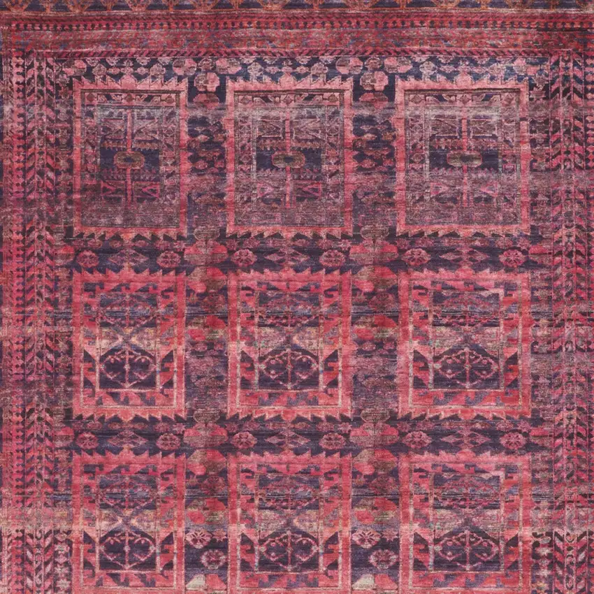 Red And Gray Geometric Power Loom Area Rug Photo 2