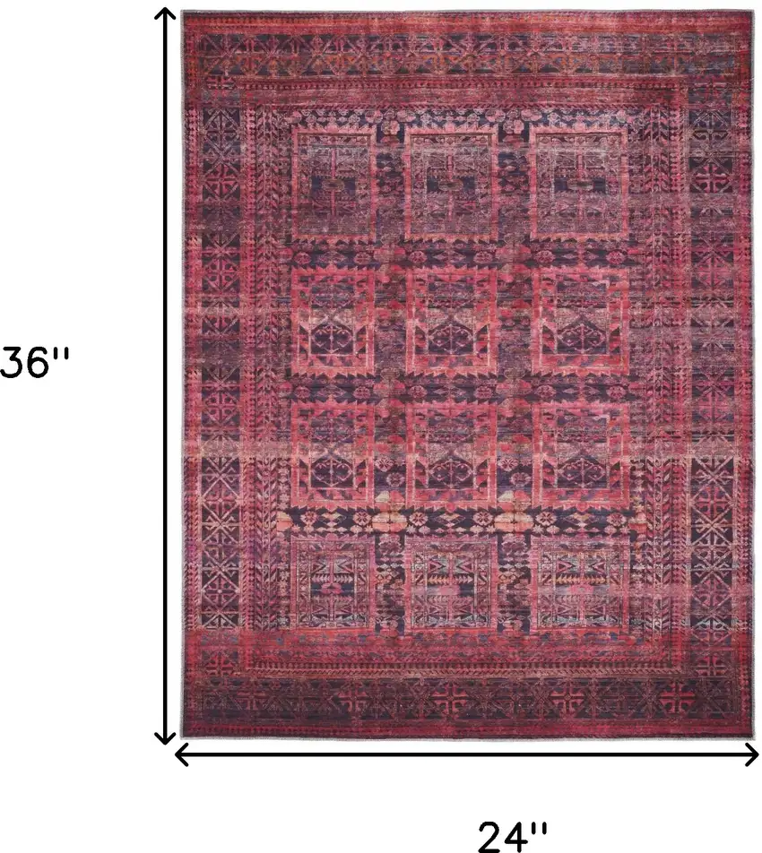 Red And Gray Geometric Power Loom Area Rug Photo 10