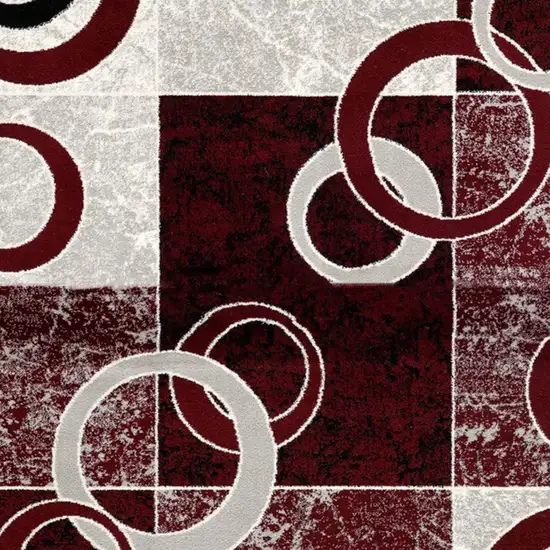 Red And Gray Geometric Runner Rug Photo 4