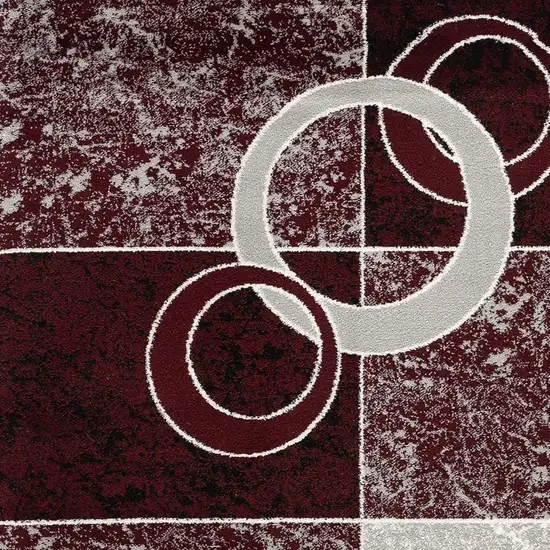 Red And Gray Geometric Square Rug Photo 8