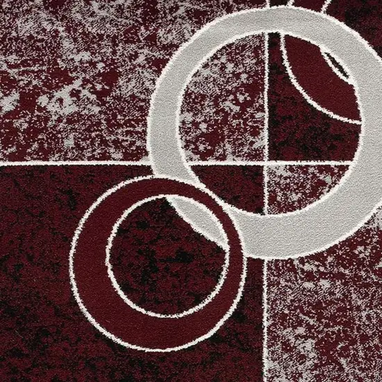 Red And Gray Geometric Square Rug Photo 5