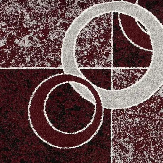 Red And Gray Geometric Square Rug Photo 4