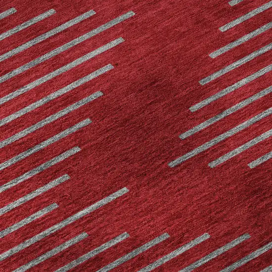 Red And Gray Geometric Washable Area Rug With UV Protection Photo 8