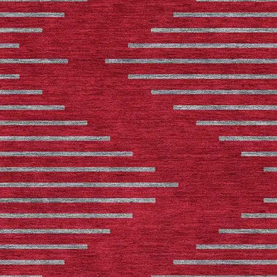Red And Gray Geometric Washable Area Rug With UV Protection Photo 2
