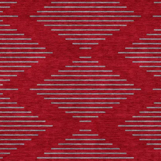 Red And Gray Geometric Washable Indoor Outdoor Area Rug Photo 6