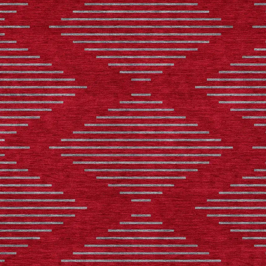 Red And Gray Geometric Washable Indoor Outdoor Area Rug Photo 6